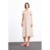 DeFacto Çiçekli Bürümcük Midi Elbise, 36, G0276AX25SM, Beyaz-WT34, Kadın
