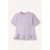 DeFacto Çiçekli Fitilli Kaşkorse Tişört Kız Bebek, 4-5 Yaş, H2998A526SM, Mor-PR77, Kız bebek