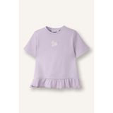 DeFacto Çiçekli Fitilli Kaşkorse Tişört Kız Bebek, 5-6 Yaş, H2998A526SM, Mor-PR77, Kız bebek