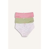 DeFacto Çiçekli Penye 3'lü Slip Külot Kız Çocuk H0180A826SP - Beyaz - Dropsuz - 9 - 10 Yaş