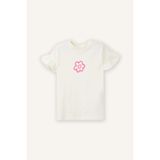 DeFacto Çiçekli Tişört Kız Bebek Regular Fit Bisiklet Yaka, 12-18 AY, Z9212A226SM, Ekru-ER105, Kız bebek