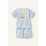 Defacto Çizgili Kısa Kollu Üst Şort Alt 2li Pijama Takımı Erkek Bebek H4033a526hsbe316 Mavi-be316