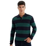 DeFacto Çizgili Polo Yaka Triko Kazak, XS, Y4194AZ24WN, Yeşil-GN852, Erkek