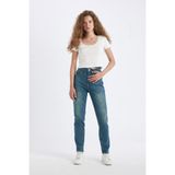 DeFacto Comfort Mom Yüksek Bel Uzun Jean Yıkamalı Pantolon D4302AX24AU - 38 - Mavi-NM28