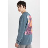 Defacto Comfort Regular Fit Rahat Kalıp Bisiklet Yaka Sırt Baskılı Yıkamalı Soluk Efektli Sweatshirt C1664AX24SPIN212