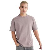 DeFacto Comfort Regular Fit Rahat Kalıp Bisiklet Yaka Yıkamalı Soluk Efektli Kısa Kollu Tişört, S, B9223AX23WN, Mor-PR221, Erkek