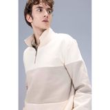 DeFacto Comfort Regular Fit Rahat Kalıp Dik Yaka Fermuarlı Çizgili Kalın Sweatshirt, S, D2401AX24AU, Ekru-ER42, erkek