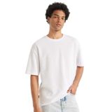 DeFacto Comfort Regular Fit Rahat Kesim Bisiklet Yaka Kısa Kollu Ağır Kumaş Basic Düz Beyaz Tişört, M, B4444AX24AU, Beyaz-WT34, Erkek