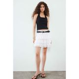 DeFacto Coool A Kesim Normal Bel Penye Astar Dantel Mini Etek F2012AX25SM - Beyaz-WT32 - XL