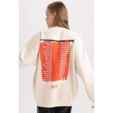 DeFacto Coool AC/DC Oversize Geniş Kalıp Bisiklet Yaka Sırt Baskılı Kalın Sweatshirt B3009AX23WN