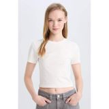 DeFacto Coool Fitted Bisiklet Yaka Basic Düz Kısa Kollu Beyaz Tişört Z8790AZ25SMWT32
