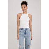 DeFacto Coool Fitted Halter Yaka Ribana Basic Düz Atlet, 10-12 Yaş, Y8507AZ23SM, Beyaz-WT32, Kız Çocuklar