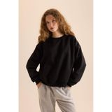 DeFacto Coool Oversize Geniş Kalıp Bisiklet Yaka Basic Düz Kalın Kumaş İçi Yumuşak Tüylü Sweatshirt D9022AXNSBK81 Siyah