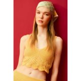 DeFacto Coool Regular Fit V Yaka Kroşe Atlet, L, D3582AX24HS, Sarı, Kadın