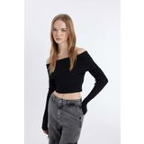 Defacto Coool Slim Fit Açık Omuz Kazak B6537ax24wnbk56