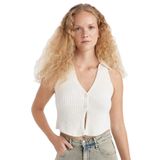 DeFacto Coool Slim Fit Dar Kesim Düğmeli Triko Yelek, L, Coool Slim Fit Dar Kesim Düğmeli Triko Yelek, Ekru-ER103, Kadın