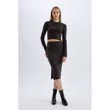 Defacto Coool Slim Fit Yırtmaçlı Triko Midi Etek A2058ax24auar227