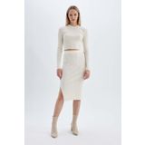 Defacto Coool Slim Fit Yırtmaçlı Triko Midi Etek A2058ax24aubg303