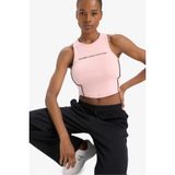 DeFacto Crop Baskılı Bisiklet Yaka Ribana Sporcu Atlet, XS, D9039AX25SP, Pembe, Kadın