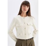 DeFacto Crop Bisiklet Yaka Düğmeli Blazer Ceket D3161AX24AU