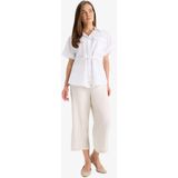 DeFacto Crop Fit Kemerli Kapri Pantolon F3421AX25HS - Ekru-ER37