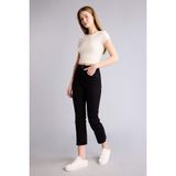 DeFacto Crop Flare Fit Normal Bel Gabardin Pantolon, 38, H2626AX26SM, Siyah, Kadın