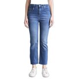 DeFacto Crop Flare Fit Yüksek Bel Jean Yıkamalı Pantolon, 42, G2217AX26SP, Mavi, Kadın