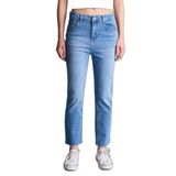 DeFacto Crop Flare Fit Yüksek Bel Kısa Paça Bilek Boy Jean Yıkamalı Pantolon, 34, H1665AX26SM, Mavi-NM39, Kadın