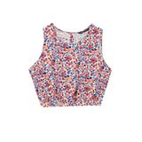 DeFacto Crop Yuvarlak Yaka Desenli Kolsuz Bluz Pembe XS