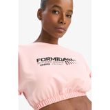DeFacto Cropped Fit Bisiklet Yaka Baskılı Sporcu Kısa Kollu Tişört, M, D9035AX25SP, Pembe-PN243, Kadın