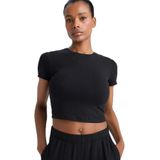 DeFacto Cropped Fit Bisiklet Yaka Sporcu Kısa Kollu Tişört, L, E2536AX25SM, Siyah-BK81, Kadın