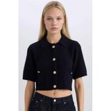 DeFacto Cropped Fit Hırka Lacivert, M, E1977AX24WN, Lacivert-NV134, Kadın