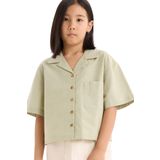 DeFacto Cropped Fit Keten Kısa Kollu Gömlek Kız Çocuk