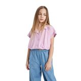 DeFacto Cropped Fit Kısa Kollu Gömlek Kız Çocuk, 8-9 Yaş, B5063A824SM, Pembe-PN444, Kız çocuk