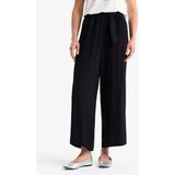 DeFacto Culotte Beli Lastikli Geniş Paça Kuşaklı Krinkıl Viskon Kapri Pantolon C9565AX25SM - Siyah-BK81 - 36