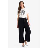 DeFacto Culotte Geniş Paça Krinkıl Viskon Kapri, 36, C9565AX25SM, Siyah, Kadın