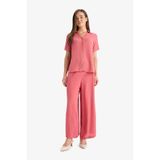 DeFacto Culotte Geniş Paça Krinkıl Viskon Kapri, 40, C9565AX25SM, Bordo-BR275, Kadın