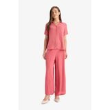 DeFacto Culotte Geniş Paça Krinkıl Viskon Kapri Bordo, 44, C9565AX25SM, Bordo-BR275, Kadın