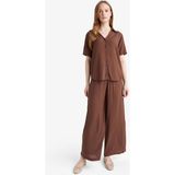 DeFacto Culotte Geniş Paça Krinkıl Viskon Pantolon C9565AX25AU - Kahve-BN333 - 42