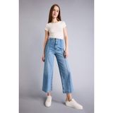 DeFacto Culotte Pamuklu Yüksek Bel Jean Yıkamalı Pantolon F5537AX26SP - İndigo-NM85 - 38