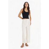 DeFacto Culotte Yüksek Bel Geniş Paça Pensli Keten Karışımlı Pantolon, 38, F1855AX25SP, Bej-BG702, Kadın