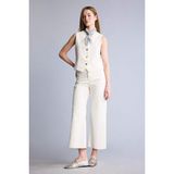 DeFacto Culotte Yüksek Bel Paça Ucu Kesik Crop Jean Pantolon B5012AX26SM - Ekru-NM86 - 38