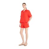 DeFacto D0567AX25SMRD44-218052 Kırmızı Kadın Relax Fit Yüksek Bel Kısa Paça Müslin Şort