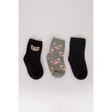 Defacto D2461a5kr1 Çok Renkli Kaydırmaz Taban 3'Lü Pamuklu Havlu Çorap Erkek Bebek