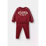 Defacto D2599a5br285 Bordo Erkek Bebek 2'Li Takım Baskılı Okul Sweatshirt Eşofman Altı