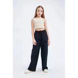 Defacto D7611 Siyah Kız Çocuk Beli Lastikli Wide Leg Geniş Bol Paça Pamuklu Pantolon