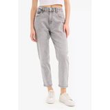 Defacto D7947 Gri Lina Comfort Mom Normal Bel Düz Paça Jean Kar Yıkamalı Pantolon