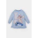 Defacto D8439a5be551 Mavi Kız Bebek Disney Lilo & Stitch Bisiklet Yaka Uzun Kollu Sweat Elbise