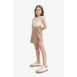 DeFacto D9305A825SM BN551 Kahve Kız Çocuk Gabardin Şort Etek