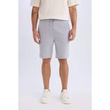 DeFacto D9451AX25SP Gri-GR89 Erkek Regular Fit Beli Bağcıklı Dokulu Bermuda Şort